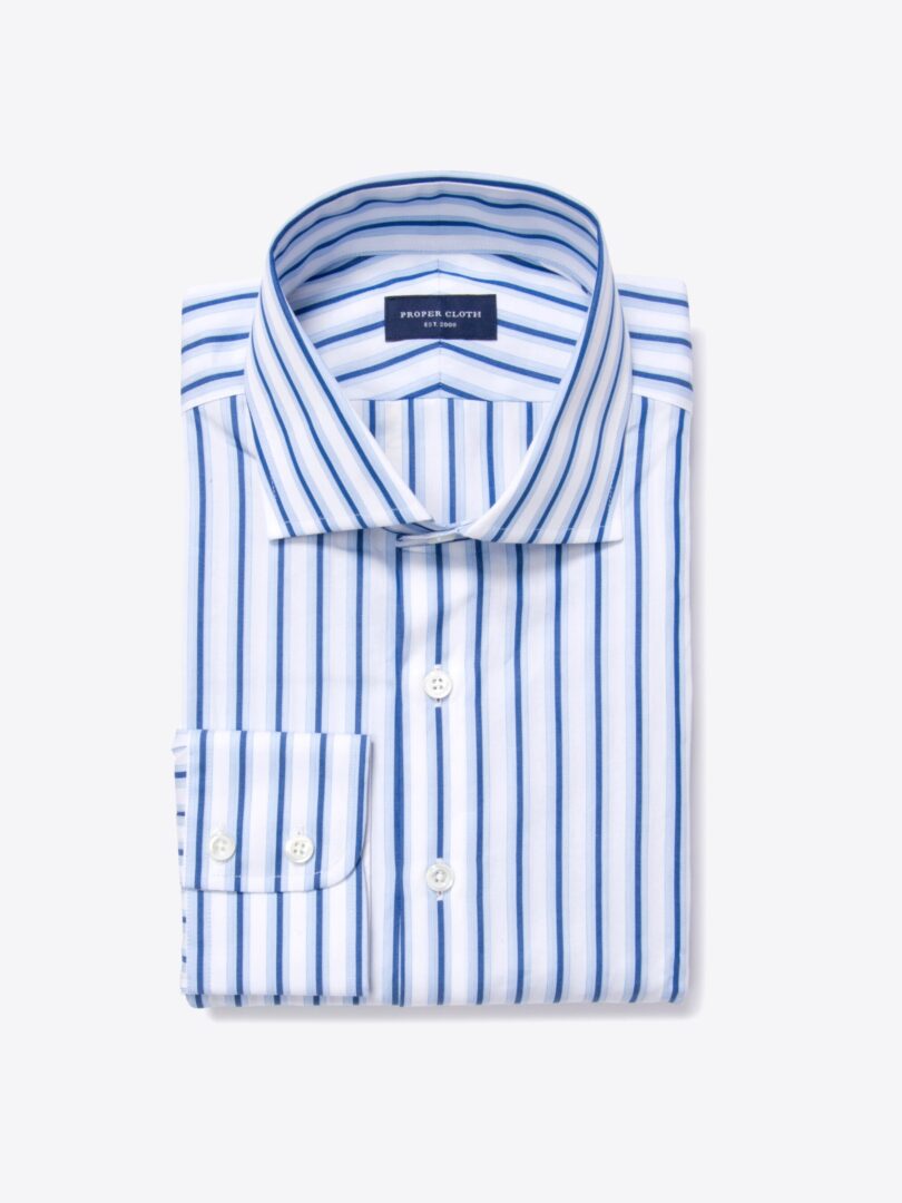 Canclini 120s Blue Multi Stripe Custom Made Shirt 