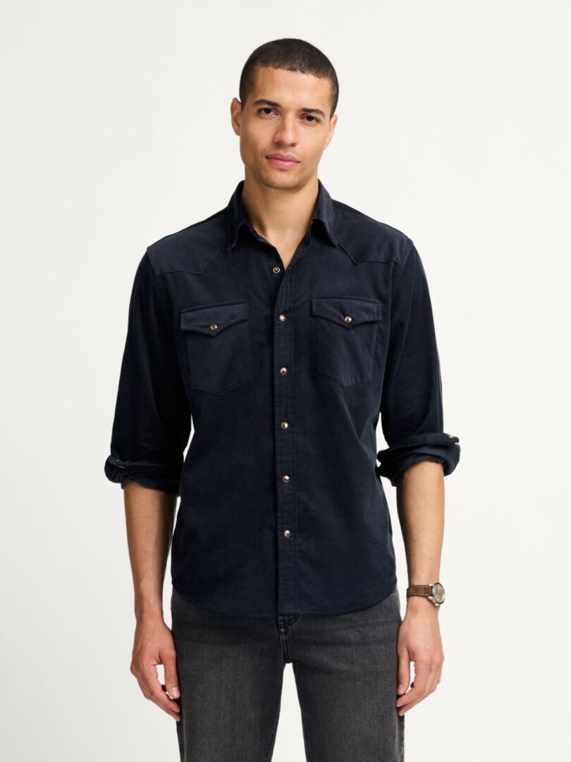 Ketchum Navy Corduroy Western Shirt Thumb Detail
