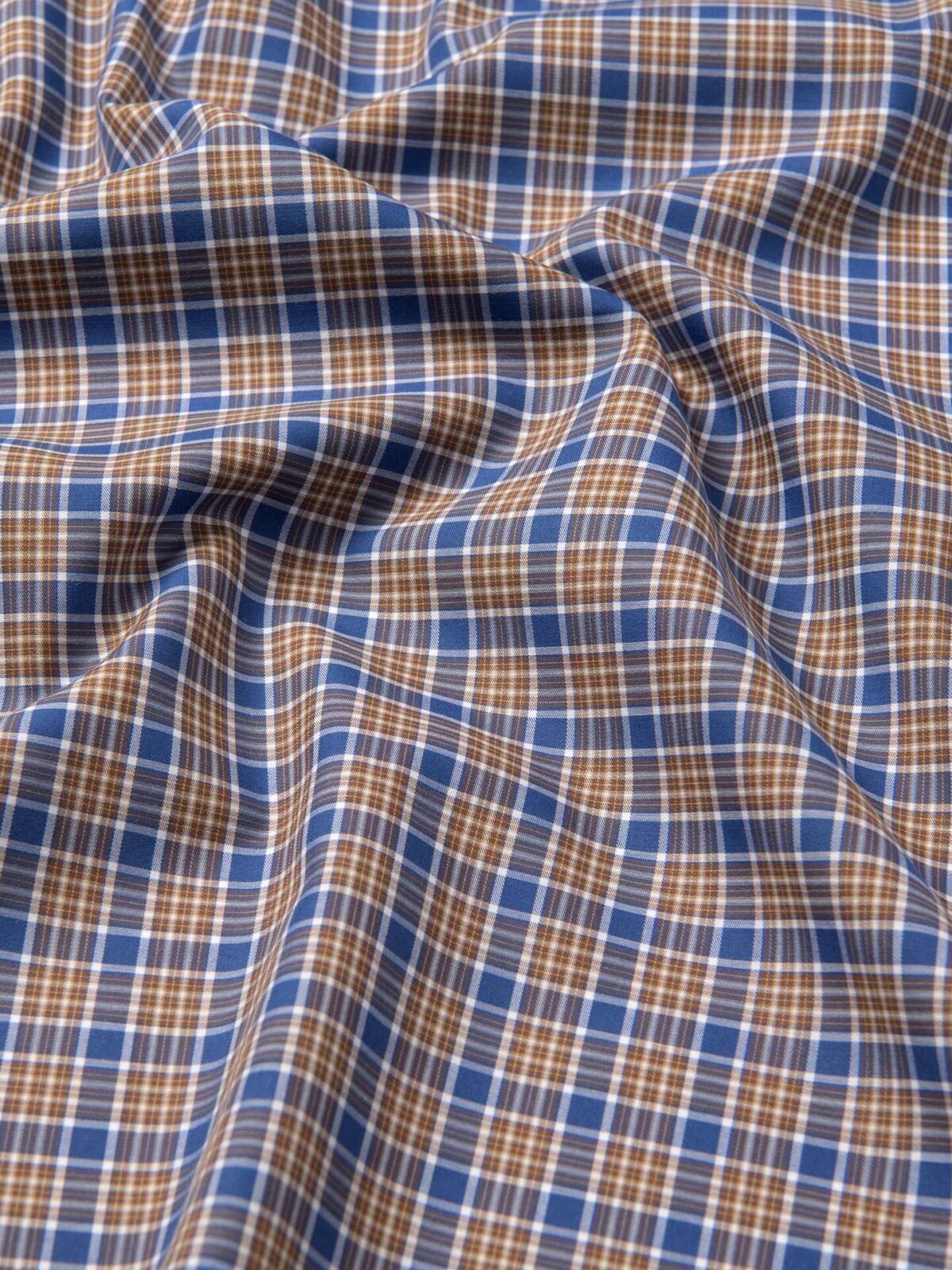 U03: Soft Blue, Carmel & Black Organic Flannel Plaid, 100% Cotton, 44  wide. $8.99 per half yard. - Islander Sewing