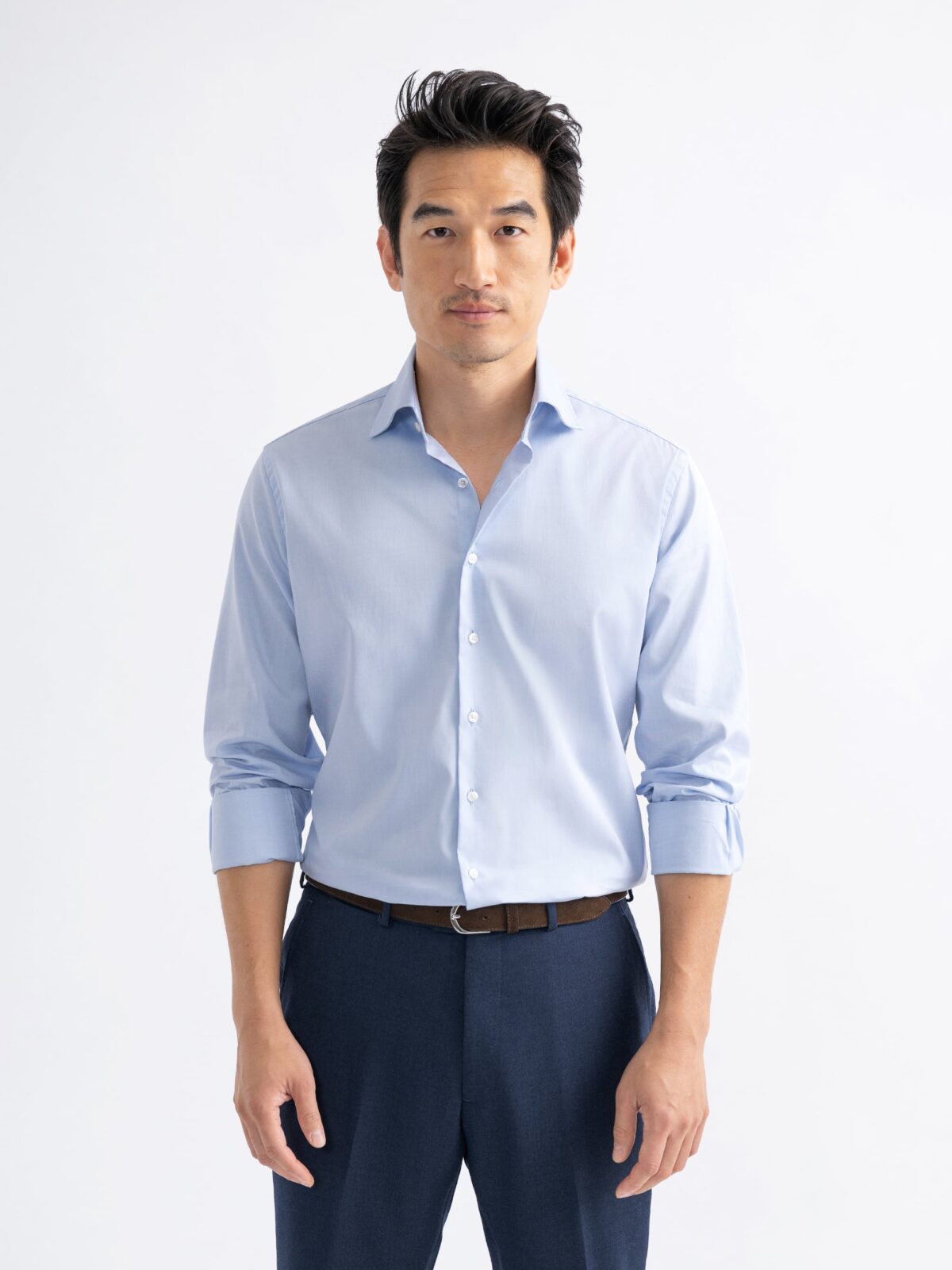 Non-Iron Supima Blue Pinpoint Men's Dress Shirt Shirt by Proper Cloth