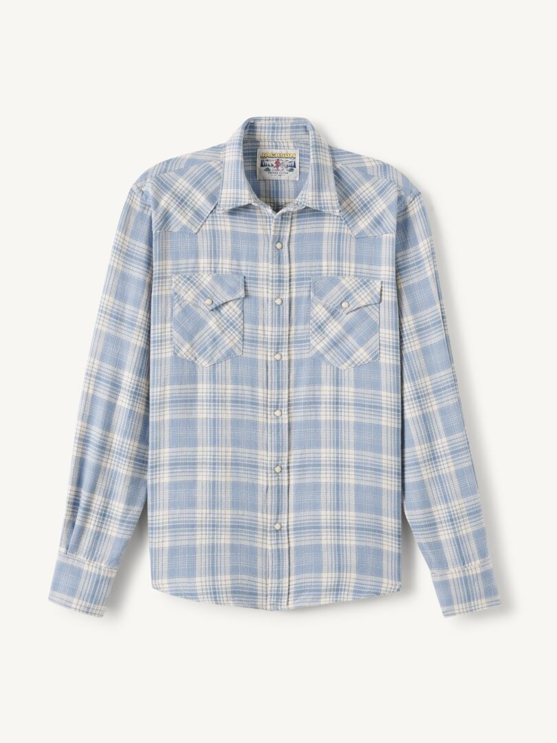 Men’s Jackson Light Blue and Cream Western Shirt Thumb