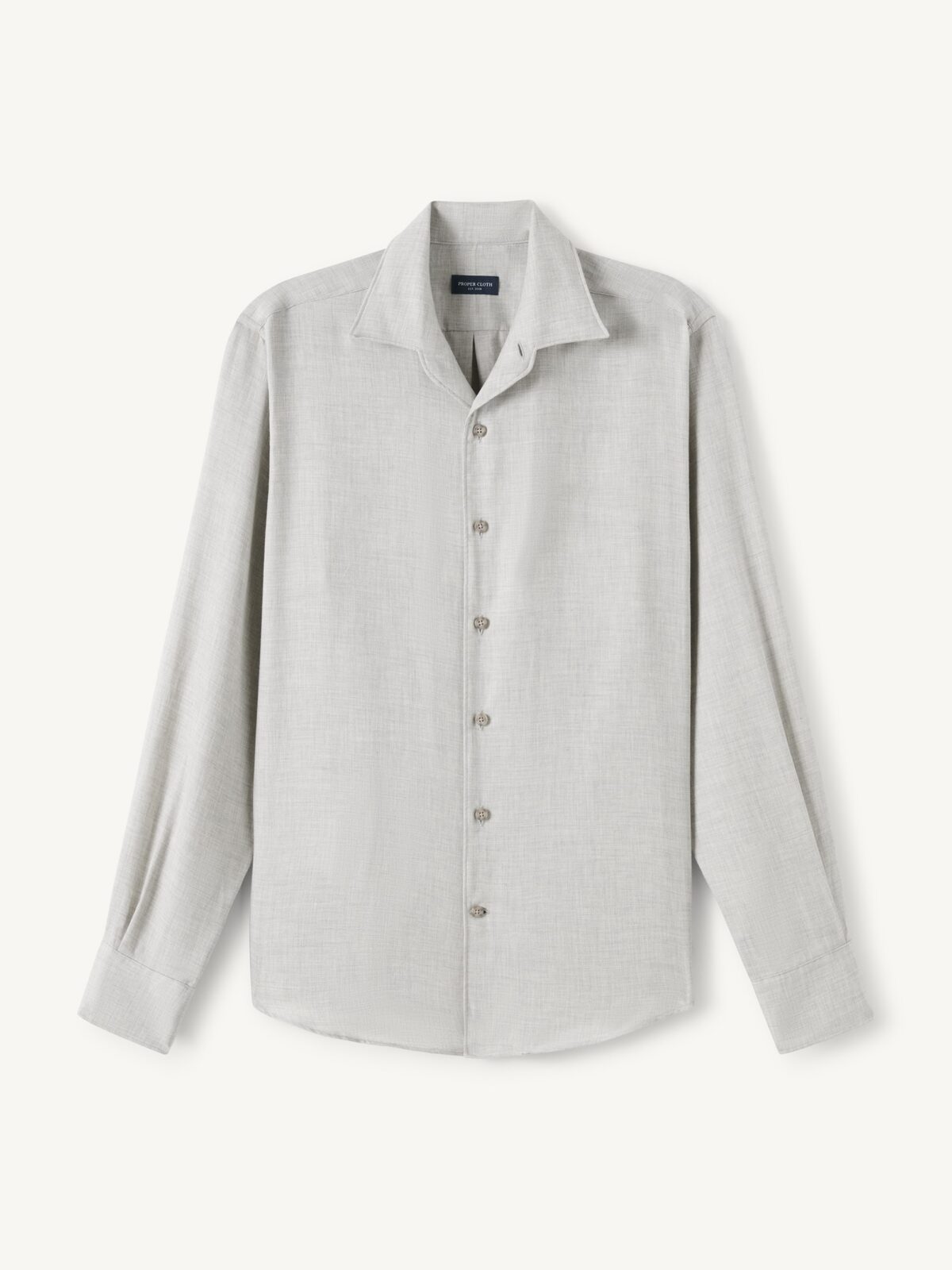 The Thomas Mason Cotton and Cashmere Dress Shirt in Light Grey
