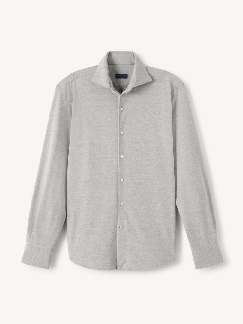 Men’s Grey Melange Easy Care Knit Dress Shirt Thumb