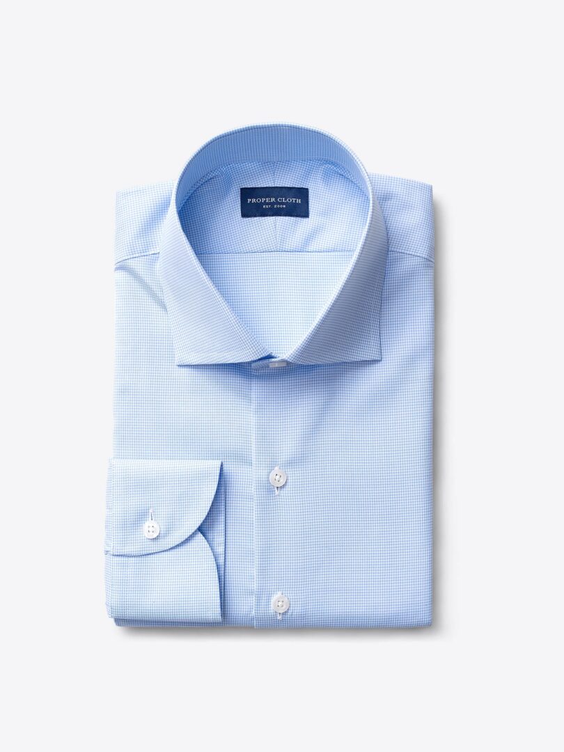 Morris Wrinkle-Resistant Light Blue Houndstooth Tailor Made Shirt 