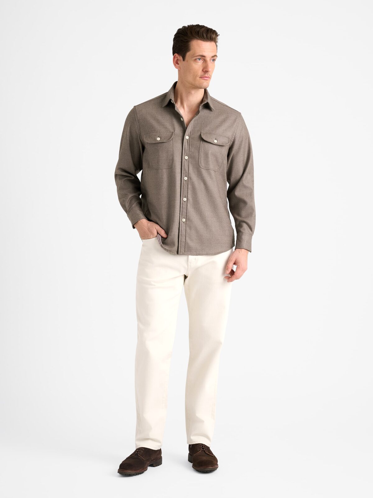 The Wool Flannel Workshirt in Taupe