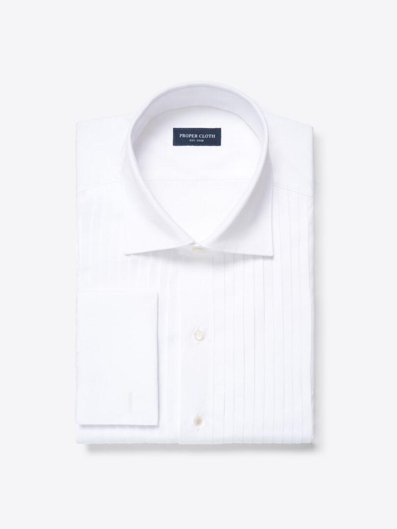 Miles White 120s Broadcloth Pleated Front Tuxedo Shirt Product Image