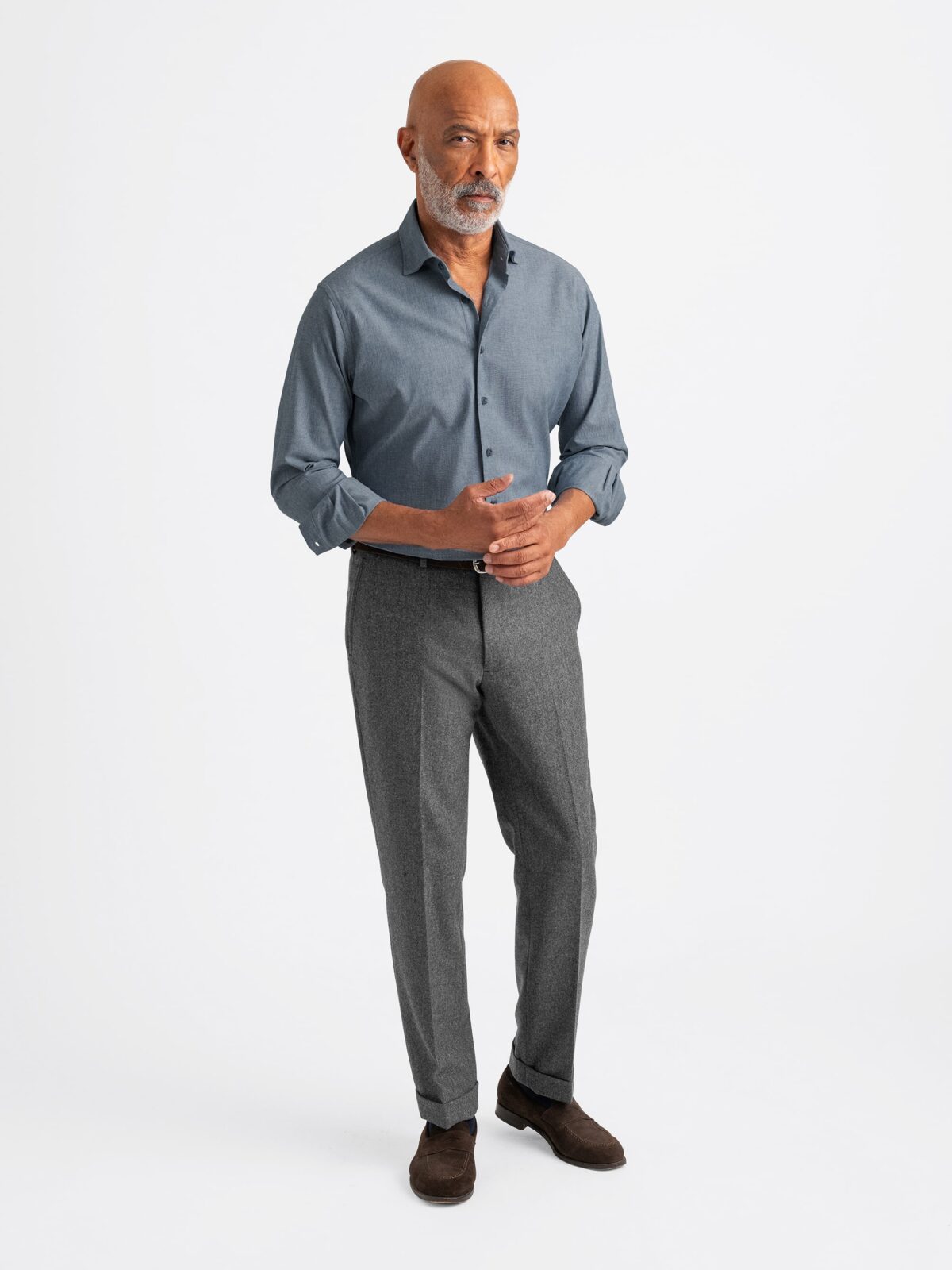 slim fit dress slacks Non-Iron Cotton Windowpane Dress Shirt with Contrast Trim main image 1