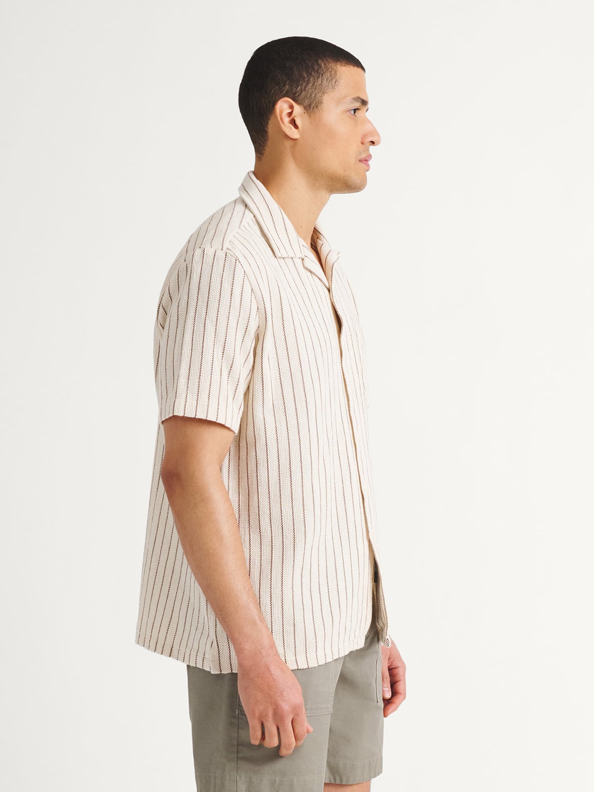 Proper Cloth Men's Brown and Cream Crochet Weave Stripe Custom Dress Shirt - Brown, Size: 21, Big, Tall, 100% Cotton Proper Cloth Men's Brown and Cream Crochet Weave Stripe Custom Dress Shirt - Brown, Size: 21, Big, Tall, 100% Cotton