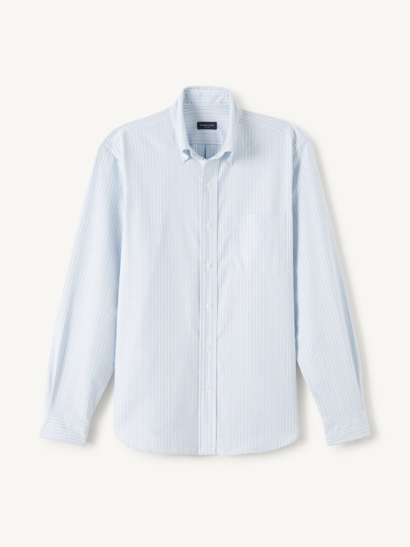 American Pima Sky Blue and Gold Shadow Stripe Oxford Cloth Product Image