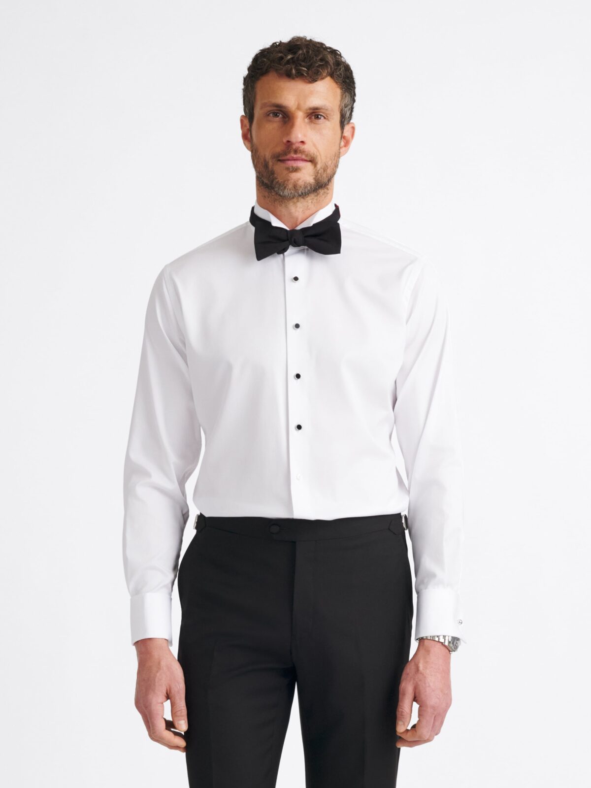 white dress shirt for suit Men's Tuxedo Non-Iron - Standard Fit Herringbone Tuxedo - In White, Cotton Classic pure White Poplin Dress Shirt The Wingtip Tuxedo Shirt in