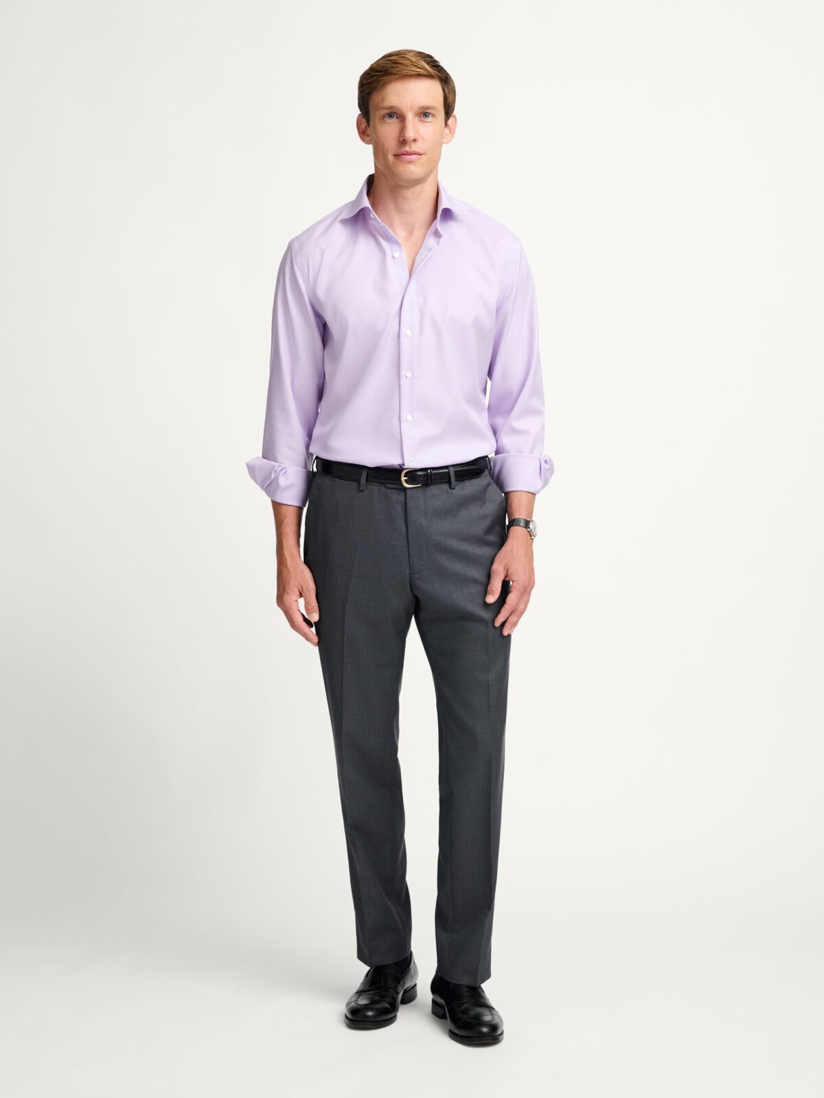 The Mayfair Wrinkle-Resistant Dress Shirt in Lavender Houndstooth