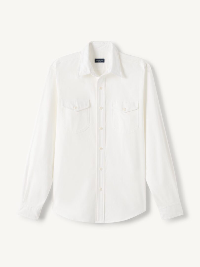 Men’s Off White Brushed Oxford Work Shirt Thumb