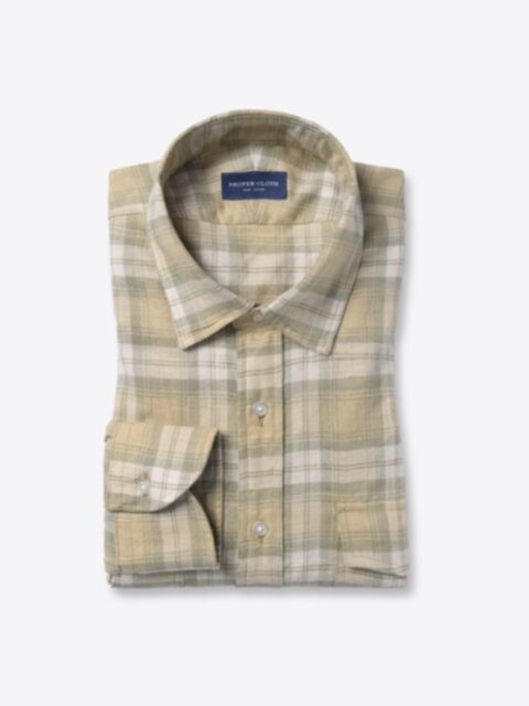 Shop Satoyama Beige Large Plaid Flannel