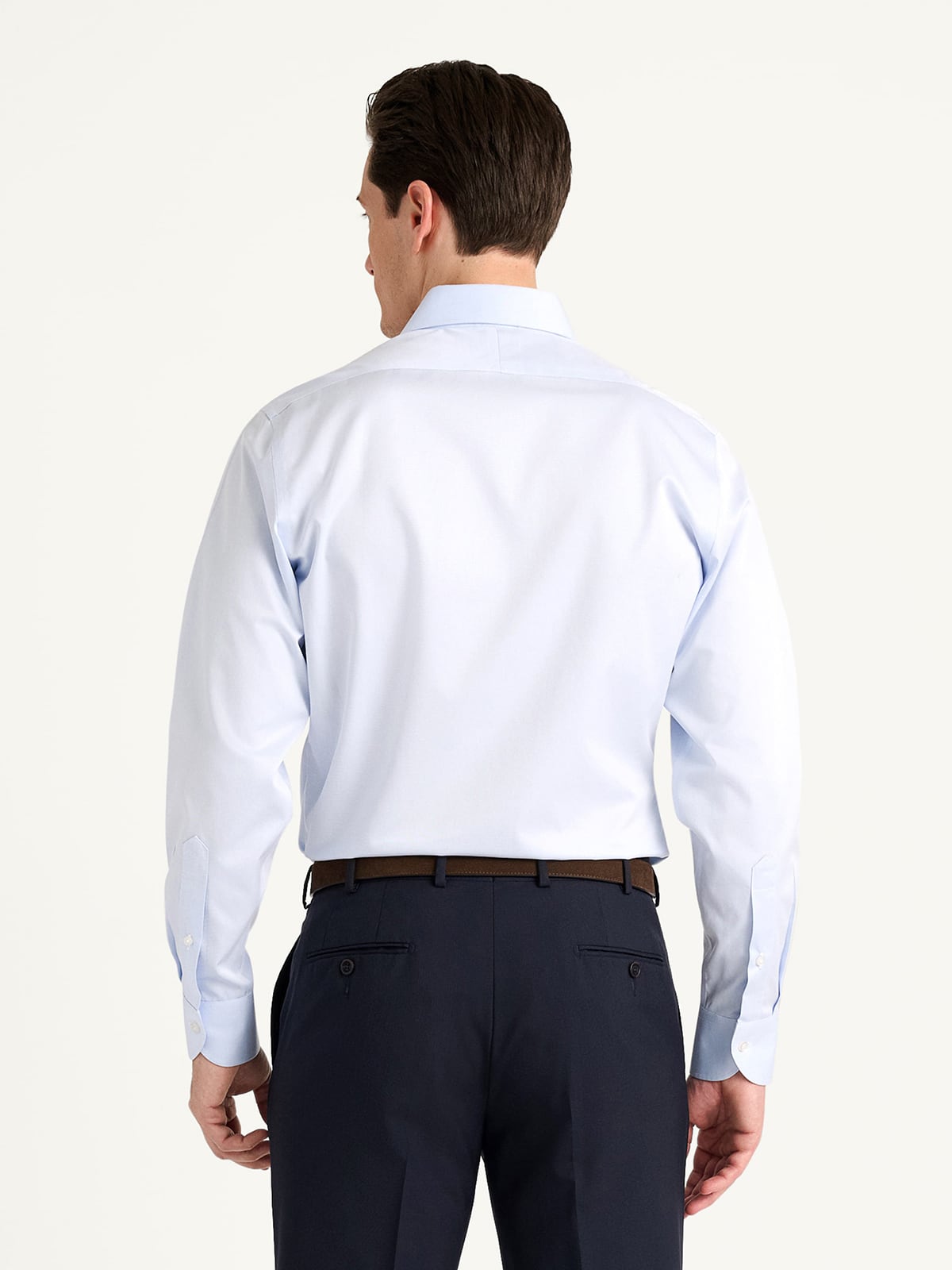 The Thomas Mason Wrinkle-Resistant Dress Shirt in Light Blue Twill