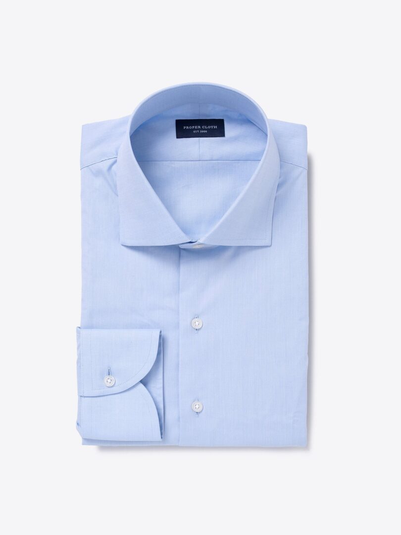 Albini Organic Blue Broadcloth Fitted Shirt 