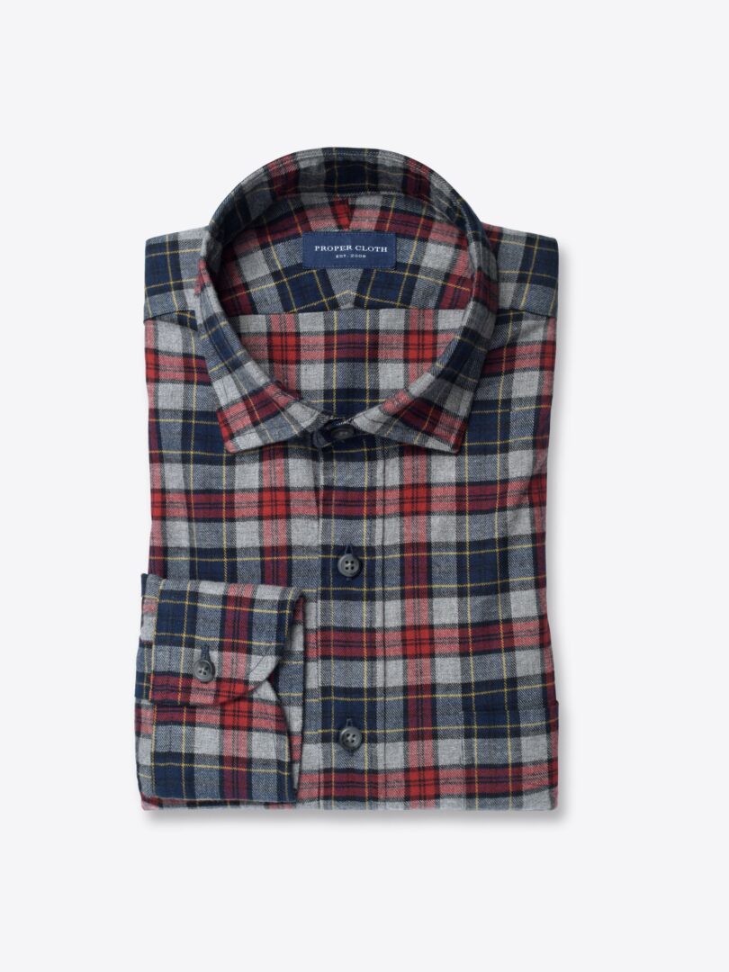 Stowe Red and Blue Tartan Flannel Shirts by Proper Cloth