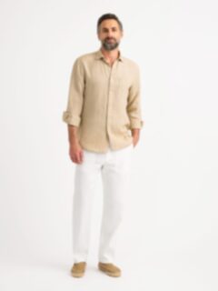 Positano Washed Beige Delave Lightweight Linen Shirt by Proper Cloth 