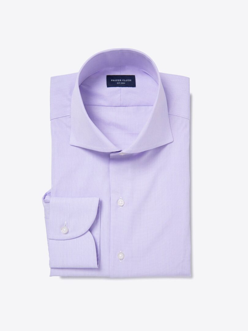 Thomas Mason 120s Lavender Micro Grid Custom Dress Shirt 