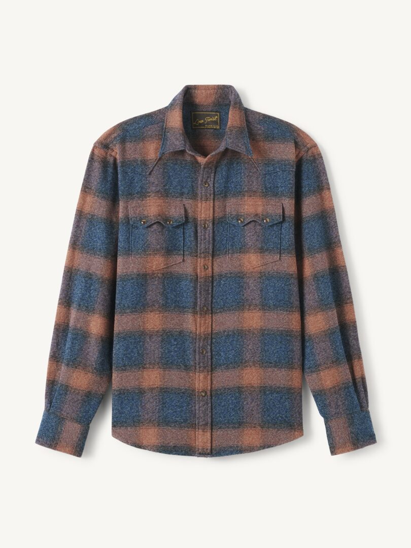 Men’s Antique Rose and Blue Ombre Plaid Low Twist Sawtooth Western Shirt Thumb