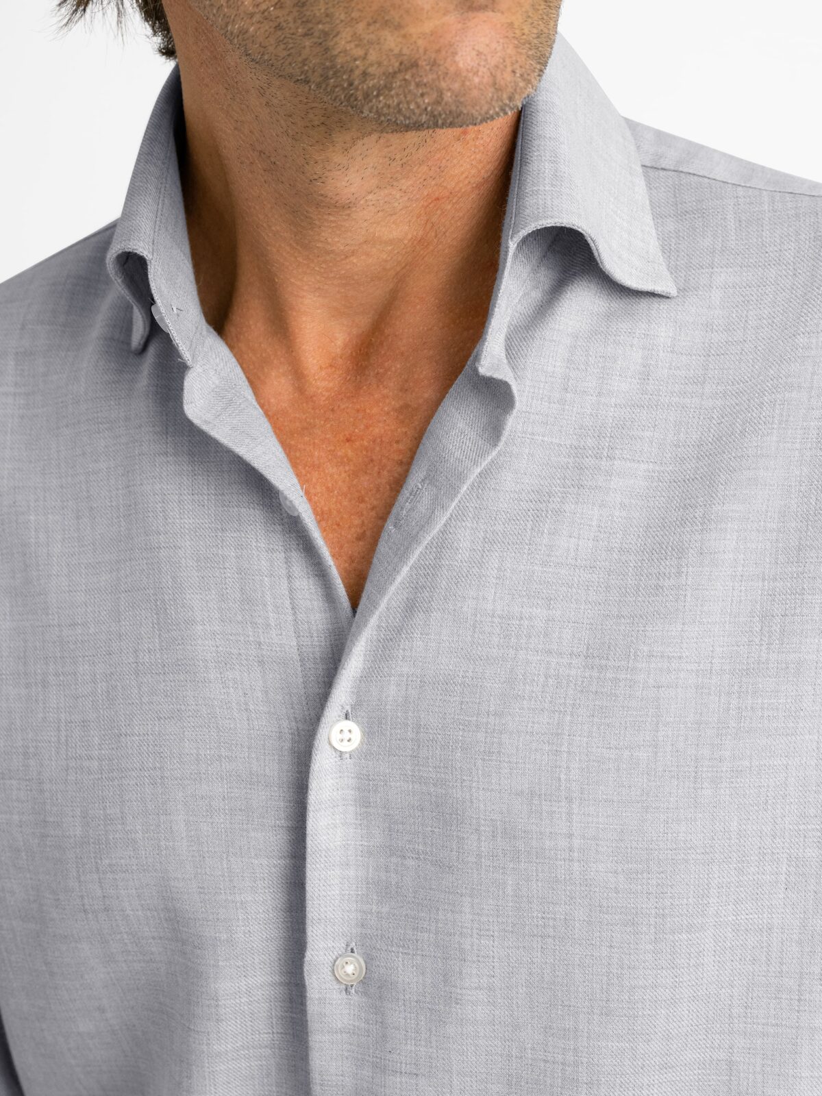 The Thomas Mason Cotton and Cashmere Dress Shirt in Light Grey