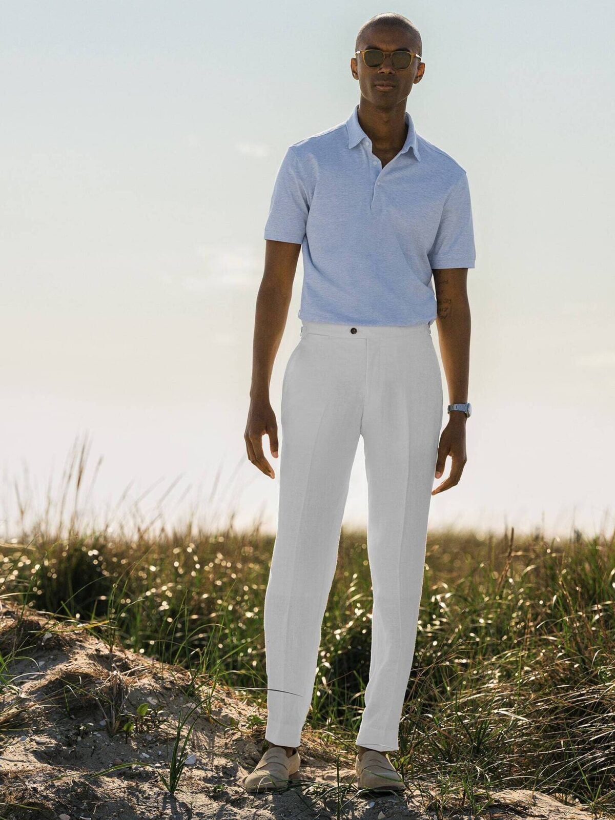 Sky Blue Pure Linen Shirt & White Trouser Combo – Linen Trail