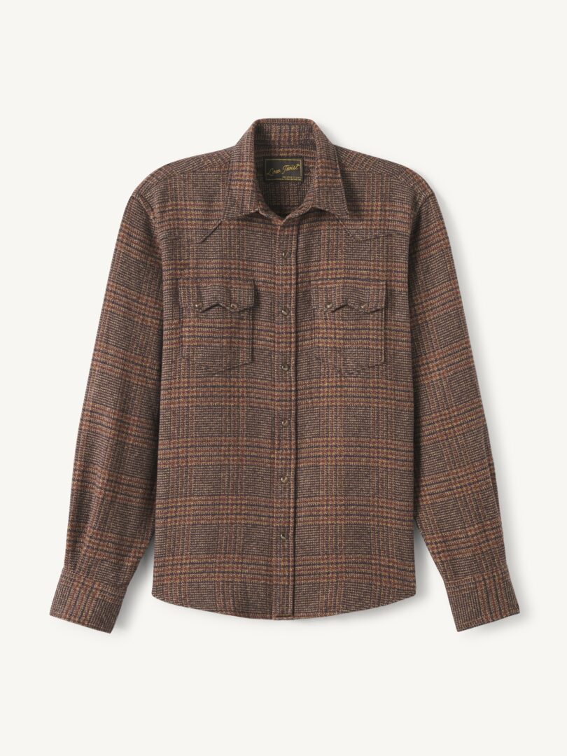 Men’s Washed Hickory Plaid Low Twist Glen Sawtooth Western Shirt Thumb