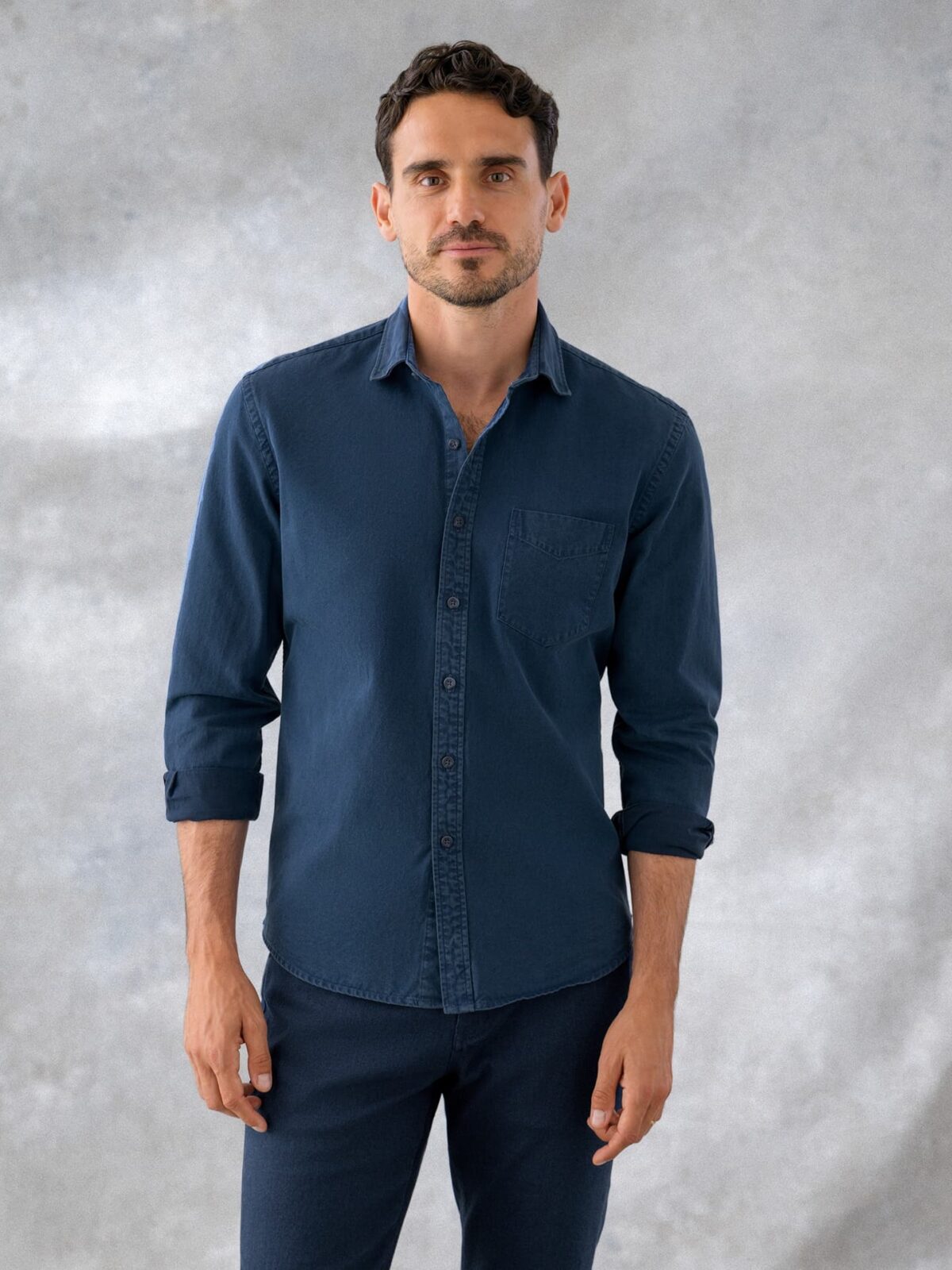 Albiate Washed Slate Blue Denim Shirt by Proper Cloth