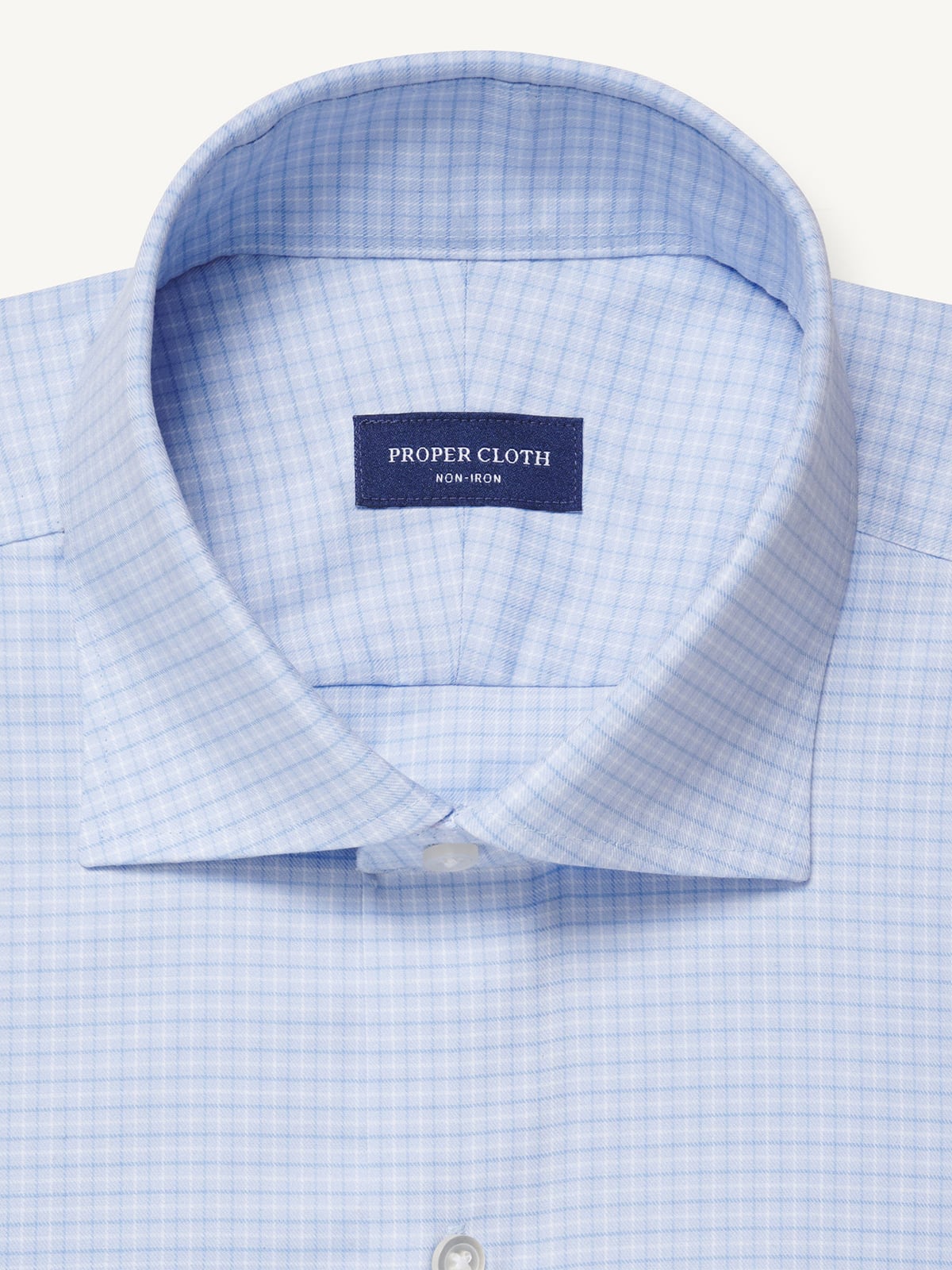 white blue dress shirt Comfort Stretch Non-Iron Solid Dress Shirt With Contrast Trim