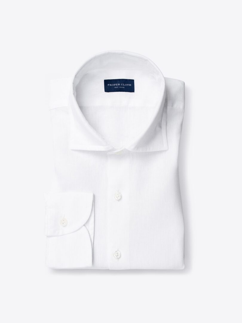 Thomas Mason Washed Goldline White Linen Tailor Made Shirt 