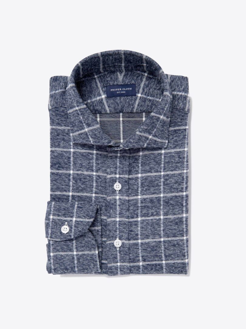 Slate Mouline Windowpane Flannel Custom Made Shirt 