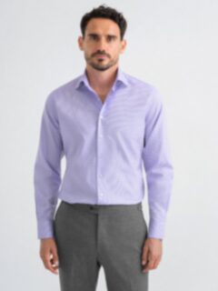 Thomas Mason Non-Iron Lavender and Blue Small Check Shirt by