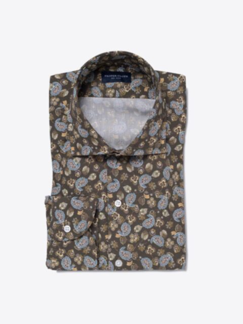 Shop Albini Fatigue and Light Blue Paisley Print