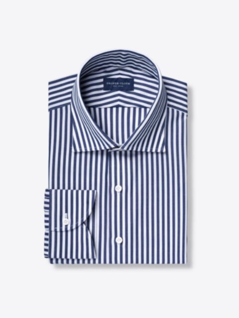 Stanton 120s Navy Bengal Stripe Tailor Made Shirt Shirt by Proper