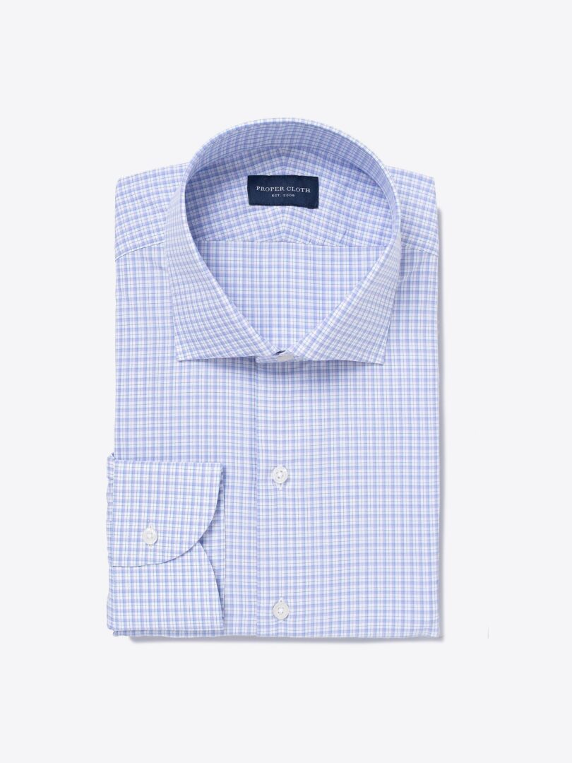 Trento Lavender and Blue Small Check Custom Made Shirt 