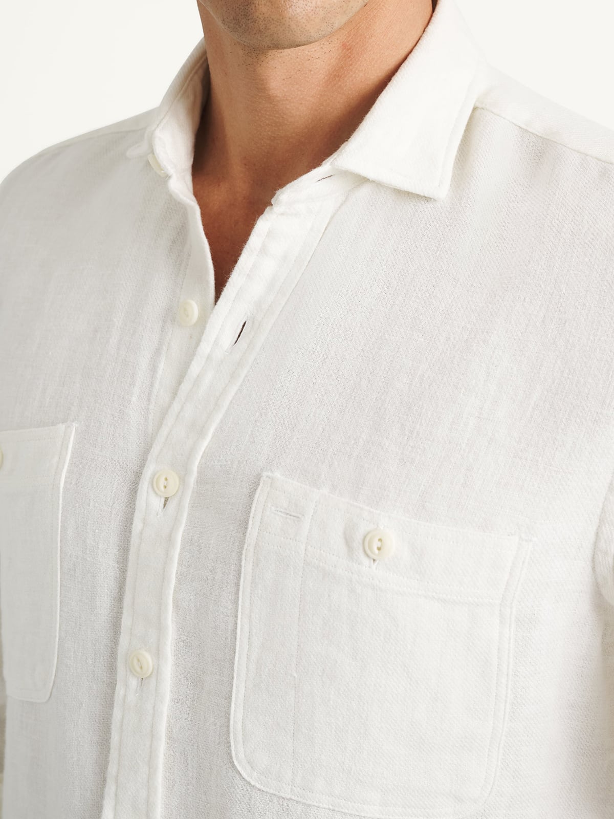 The Rustic Linen Utility Shirt in Off White