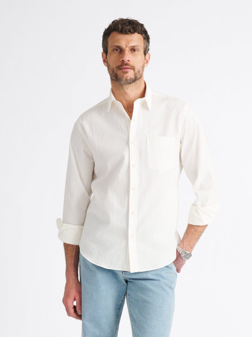 Portuguese White Wide Seersucker Thumb Detail