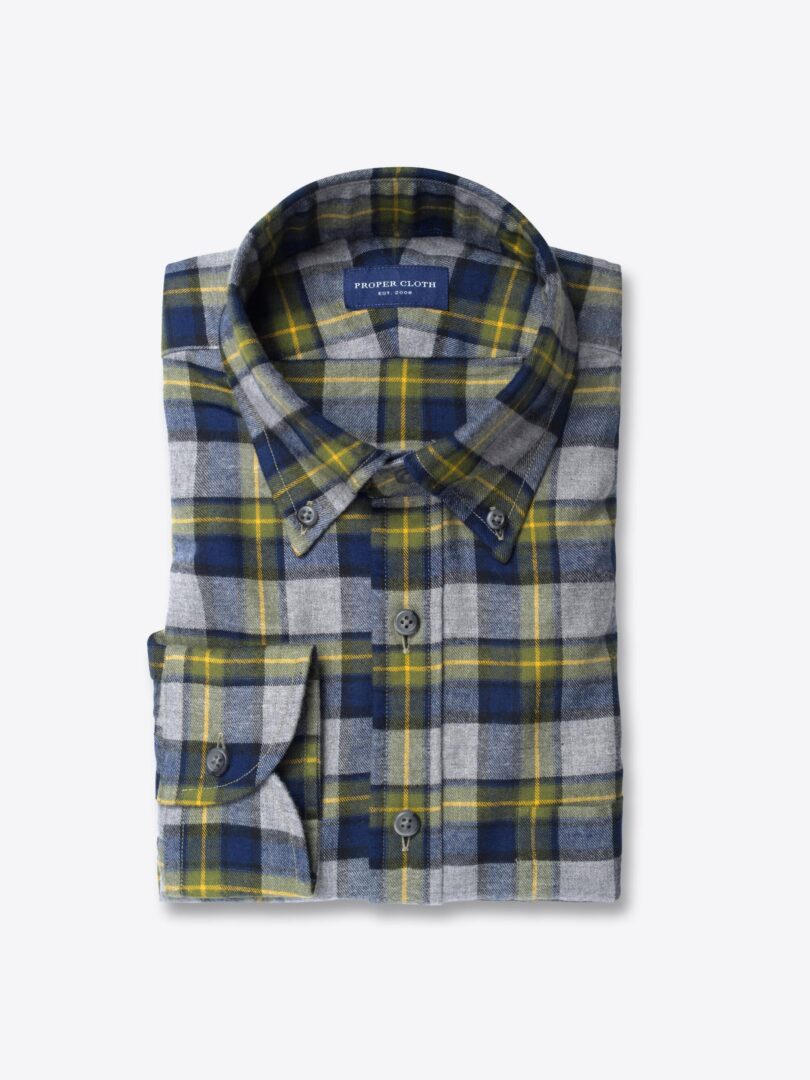 Yellow and Grey Large Tartan Flannel 