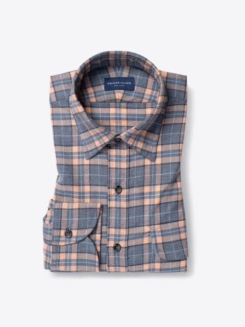 Shop Satoyama Light Orange and Slate Plaid Flannel