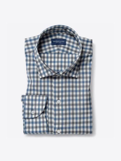 Shop Reda Grey and Blue Melange Gingham Merino Wool