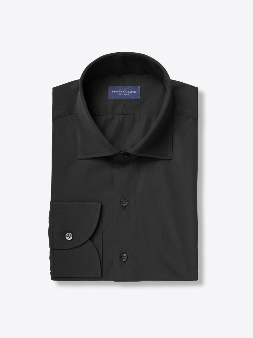 Thomas Mason Black Luxury Broadcloth Men's Dress Shirt 