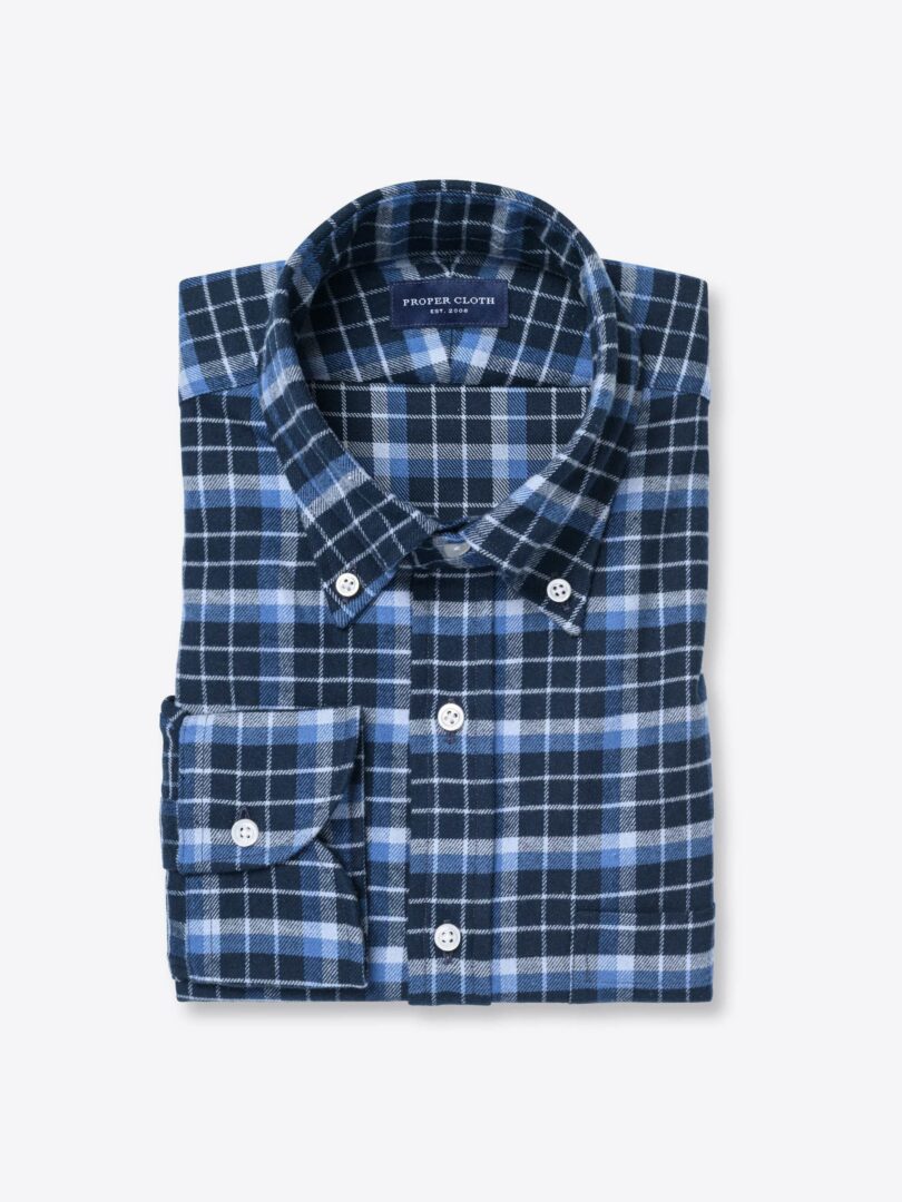 Stowe Navy and Blue Tonal Check Flannel 