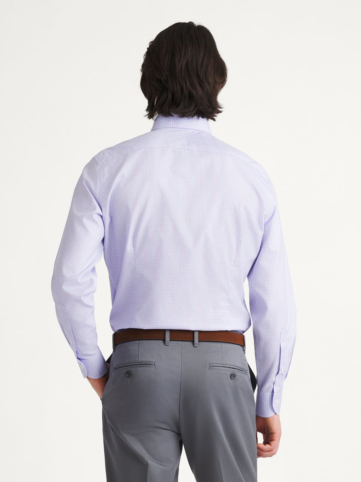 Proper Cloth Men's Non-Iron Lavender and Blue Multi Gingham Office Button Down Fitted Dress Shirt - Pink, Size: 14, Regular, 100% Cotton Proper Cloth Men's Non-Iron Lavender and Blue Multi Gingham Office Button Down Fitted Dress Shirt - Pink, Size: 14, Regular, 100% Cotton
