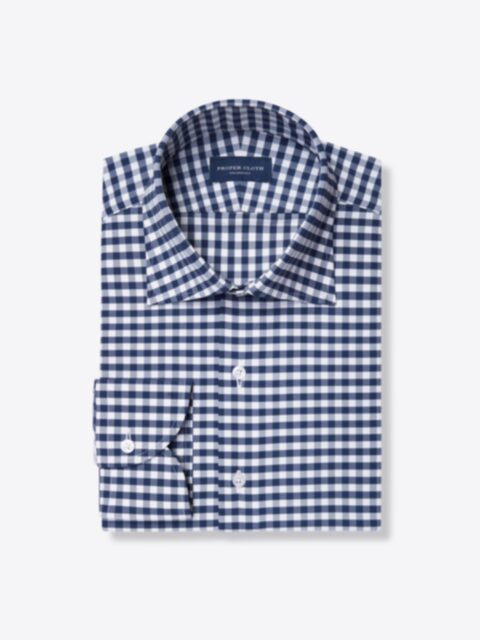 Shop Performance Four Way Stretch Navy Blue Gingham