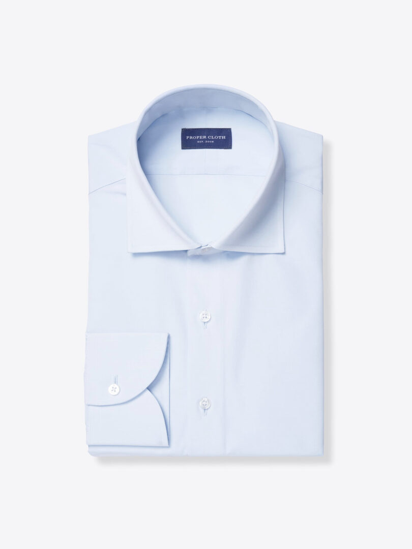 Thomas Mason Light Blue Luxury Broadcloth Fitted Shirt 