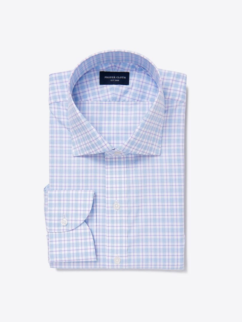 Bryce Light Blue and Lavender Multi Check Custom Dress Shirt 