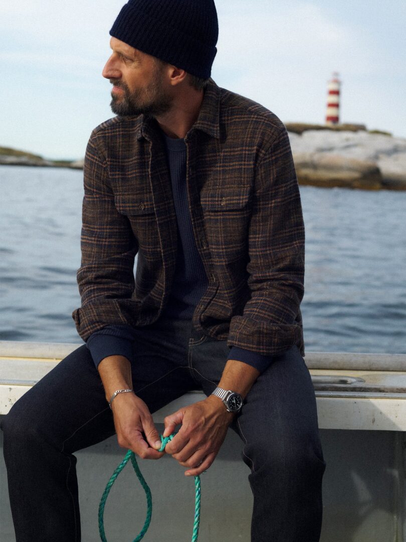 Japanese Dark Hickory Ombre Low Twist Plaid Thumb Detail