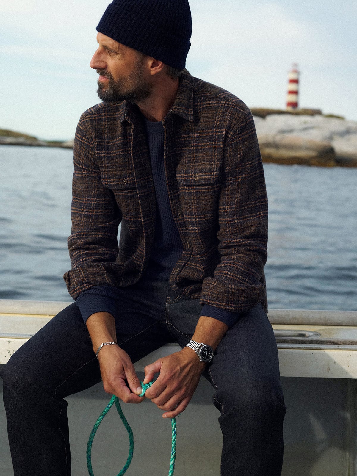 The Low Twist Shirt in Dark Hickory Ombre Plaid