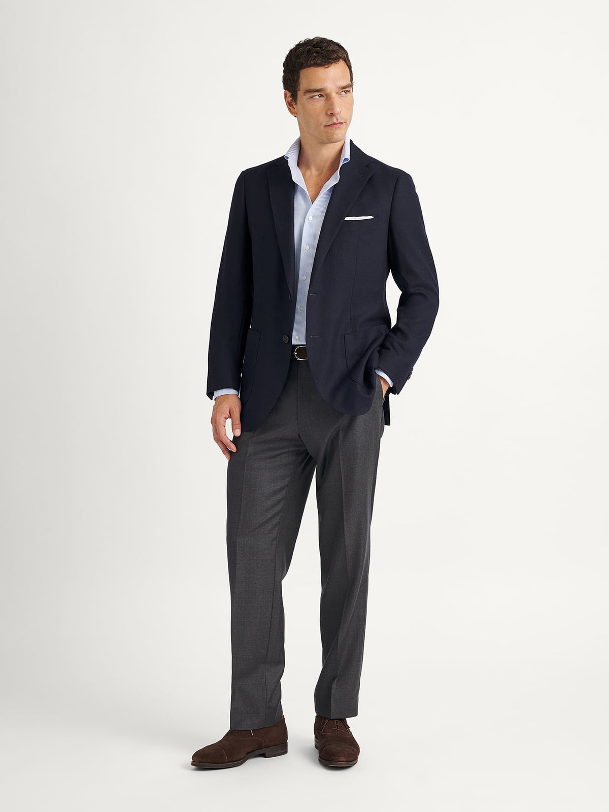 blue feathered dress Suitbae Charles Stone Three-Piece Suit – Light Grey Suit for Weddings &  Formal Events – SUITBAE.COM main image 1