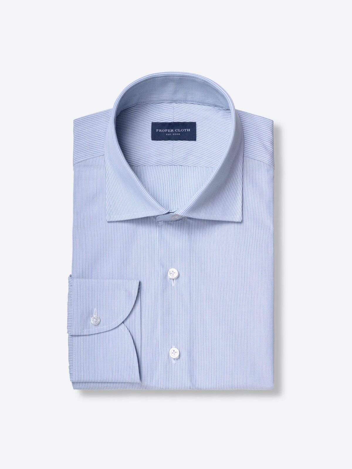 Thomas Mason Blue End-on-End Stripe Shirt