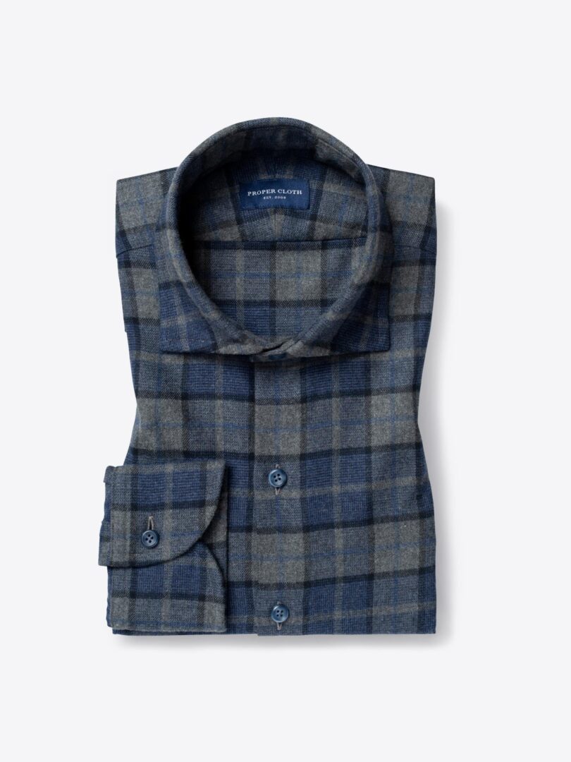 Canclini Grey and Navy Plaid Beacon Flannel 